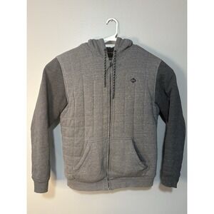 Rip Curl Quilted Sherpa Lined Hoodie Jacket Men's Large Gray Full Zip Warm